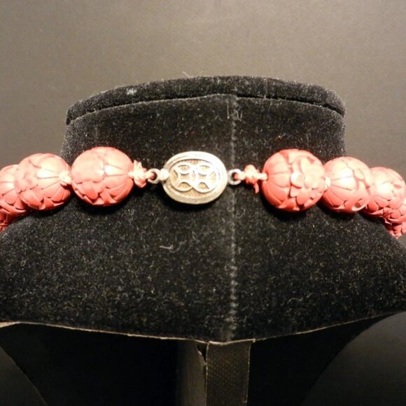 Gorgeous 70' Chinese Cinnabar Hand Made (Red) Knotted Necklace 30" Long 3440 - Picture 4 of 6